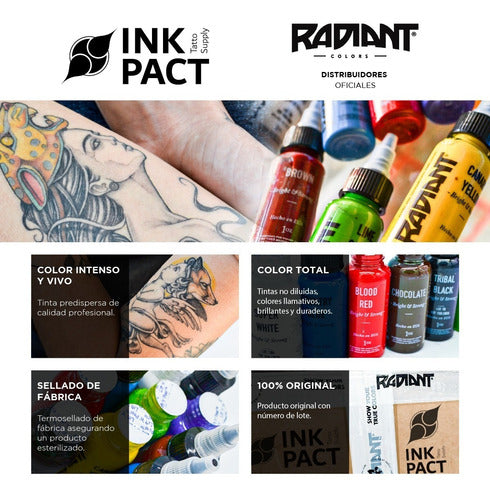 Tintas Para Tatuar Radiant Kit De 10 Colores 1 Oz C/u Tattoo
