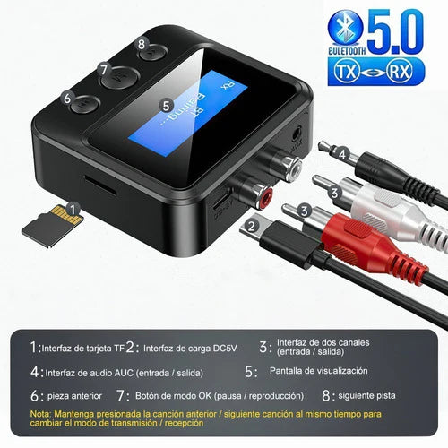 Bluetooth 5.0 Receptor/transmisor Adaptador Inalámbrico Lcd