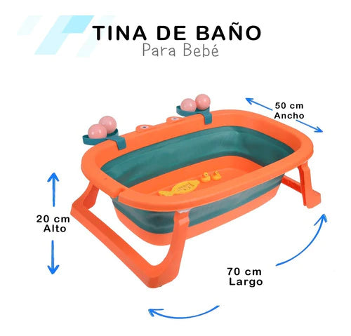 Tina Bañera Plegable Para Bebe Ligera + Jugetes Termometro