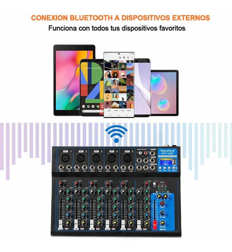 Depusheng Ht7 Consola Mezcladora De Audio Portátil 7 Canales