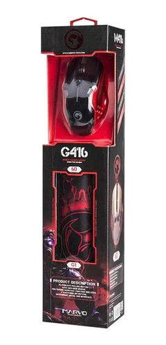 Mouse+alfombrilla Gaming Led 2 400 Dpi Scorpio Marvo M416+g1