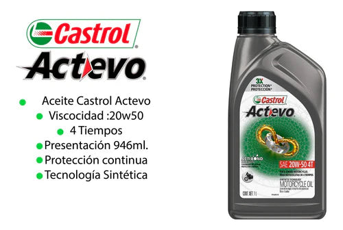 Aceite Castrol Actevo 20w50 4 Tiempos 6 Piezas