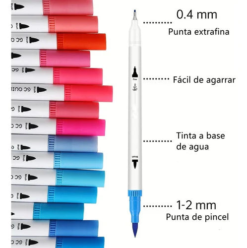 100 Colores Marcadores Plumones Punta De Pincel Dual Brush