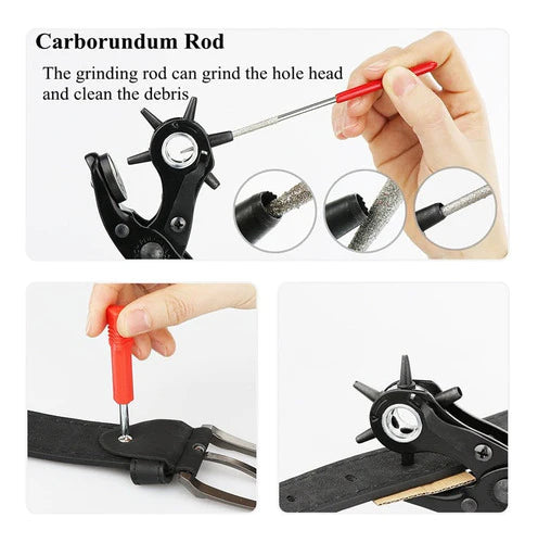 Leather Hole Puncher, Revolving Punch Pliers Tool For Belt