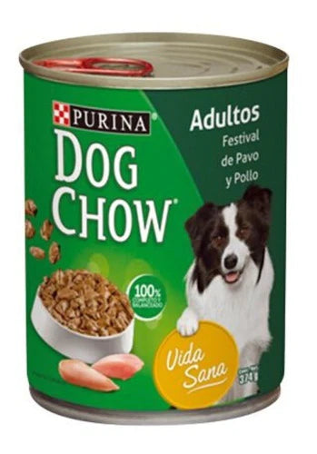 12 Latas Dog Chow 374 Grs Sabor Festival De Pavo Y Pollo