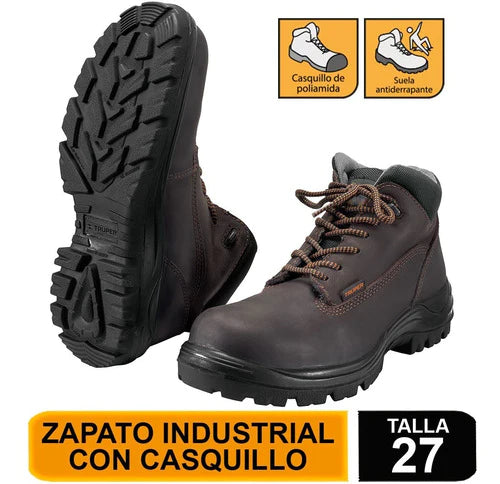 Zapato Industrial Con Casquillo, #27, Café   17852