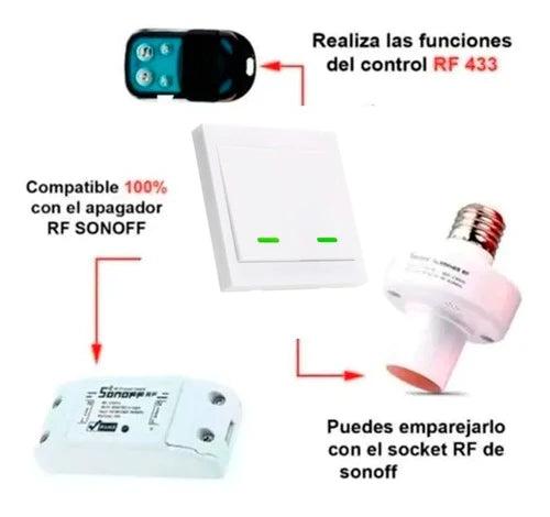 Sonoff Interruptor De 2 Botones Inalambrico +sonoff Rf Wifi