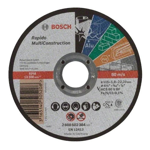 10 Discos De Corte Multiusos 4 1/2 X 3/64´´ Bosch 2608602384