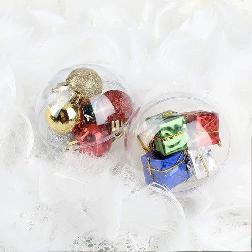 10 Esferas Transparentes Decorativas Navidad Plastico 10cm