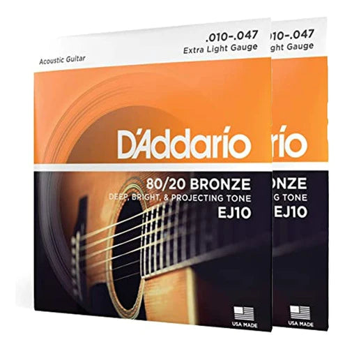 2 Juegos De Cuerdas Bronce Guitarra Acústica Daddario Ej-15