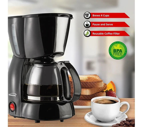 Cafetera Coffee Maker Negra 4 Tazas Brentwood De Goteo