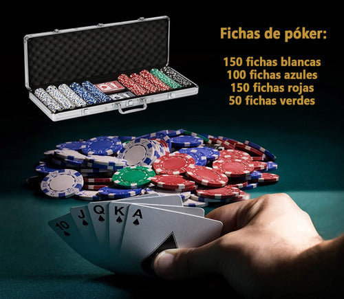 Juego De 500 Fichas De Poker 2 Deck Y Dados Profesional