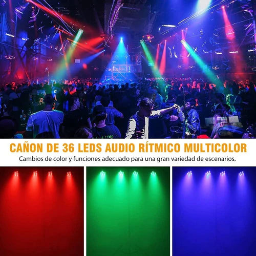 Cañon De Leds 36x3 Par Audio Rítmico Multicolor Fiestas