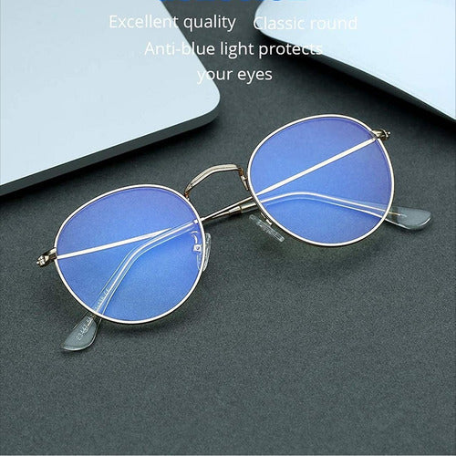 Gafas De Moda Con Marco Metálico Filtro De Luz Azul Lentes