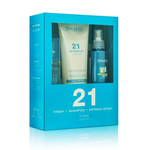 Salerm 21 ® Kit Shampoo Acondicionador 300ml + Express Spray All In One 150ml + Serum Finish 125ml Con Envio Gratis