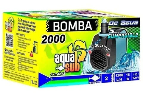 Bomba Sumergible Fuente Acuario 2m 1200 L/h  Aquasub 4213