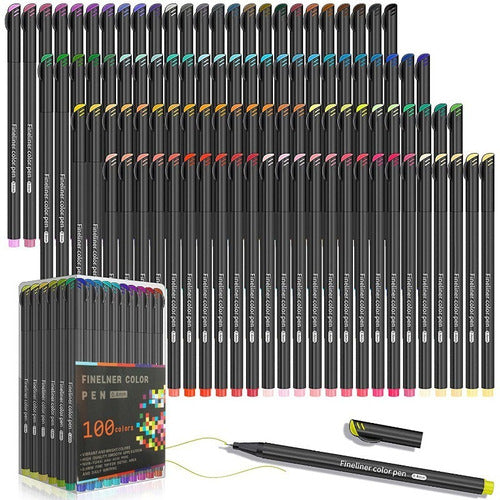 100 Bolígrafos De Dibujo En Color De Línea Fina De 0,4 Mm