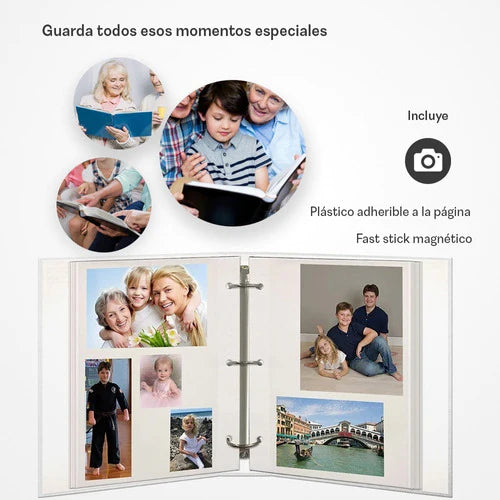 Álbum Fotográfico Blanco Magnético 100 Páginas 3 Anillos