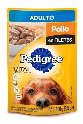 40 Sobres De Pedigree Pollo Filetes  100grs C/u Perro Adulto
