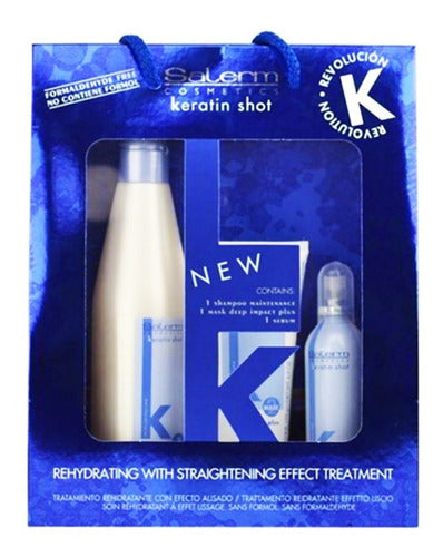Salerm ® Pack Deep Impact Plus Alisado Mascarilla Keratin Shot 200ml + Shampoo 500ml + Serum 100ml Con Envio Gratis