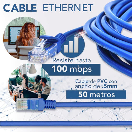 Cable Ethernet Lan Red 50 Metros