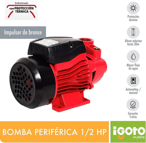 Bomba De Agua Periferica Duo 1/2hp 370w, Pkm60 Igoto