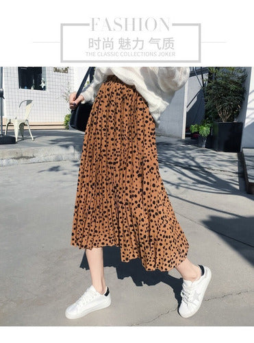 Falda Plisada Con Estampado De Leopardo Alto Wasit Moda Fald