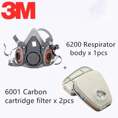 Respirador Mascarilla 3m +filtros Cartucho 6001 Nuevo Modelo