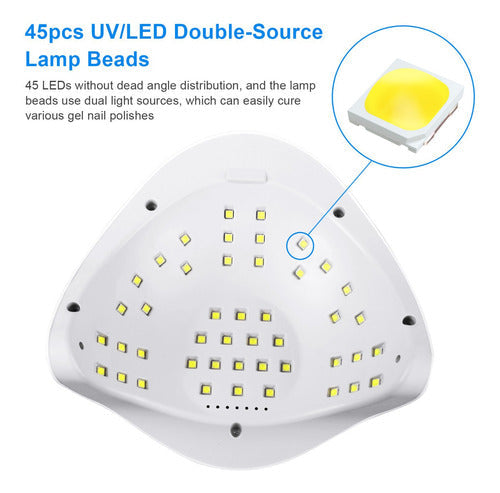 Lámpara Uv/led De 220w P/secado De Uñas C/soporte De Celular