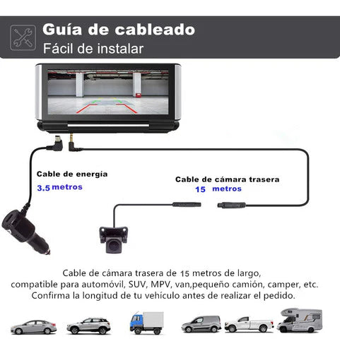 Camara De Reversa Para Coche Camión 1080p Monitor 7 PuLG