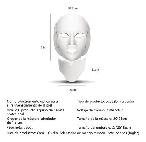 Máscara De Belleza Terapia Facial Con Fotones Led Eléctrica
