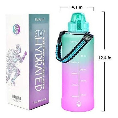 Botella De Agua Deportiva Motivada Por El Tiempo De 2 Litros
