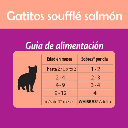 Whiskas, Alimento Gatitos Soufflé Salmon, 24ud 85g C/u
