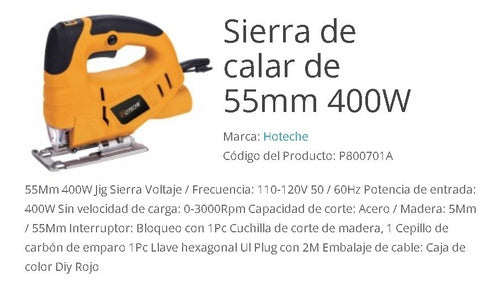 Sierra Caladora De 55m Uso Profesional 400w Hoteche P800701a