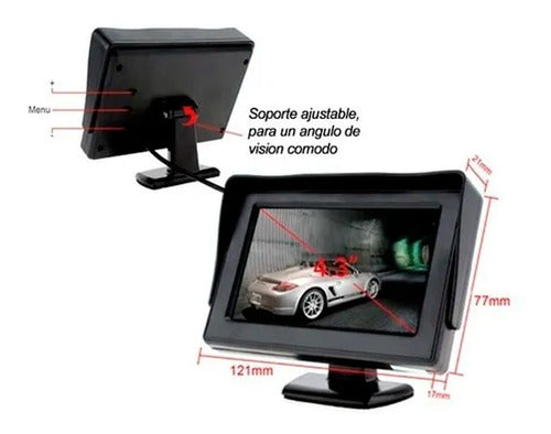 Monitor 4.3 + Camara Reversa Doble Sensor + Transmisor Video