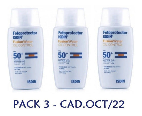 Fotoprotector Isdin Fusion Water Oil Control Fps50 Pack 3
