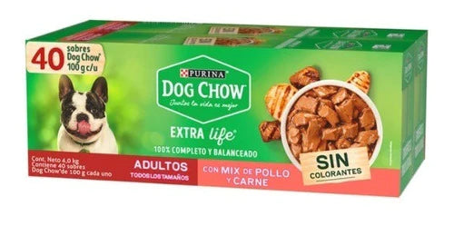 Sobres Dog Chow Adulto 40 Piezas 100g C/u Mix Carne Y Pollo