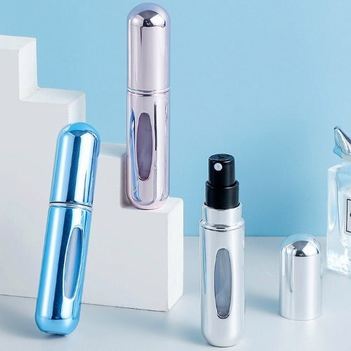 5 Mini Atomizadores De Perfume Con Cápsulas De Viaje Recarga