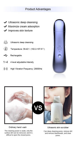Skin Scrubber Ultrasonico + Electroporador Rf Facial