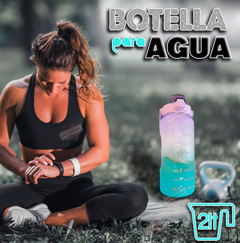 Botella Para Agua Deportiva 2 Lts Con Asa Motivacional 6221