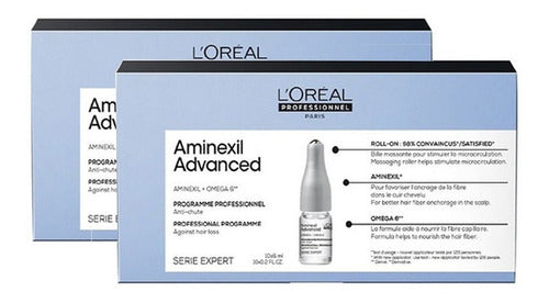 2 Caja De Ampolleta Aminexil Advanced Loreal Total 20 Pzas
