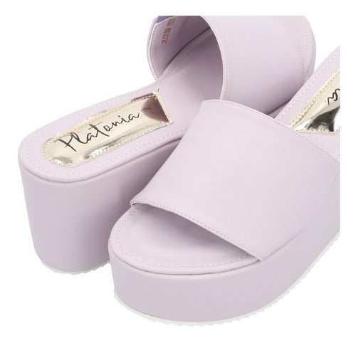 Sandalia De Plataforma Casual Color Lila Pastel Para Mujer