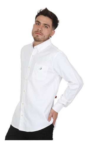 Camisa Casual Long Beach Polo Club Hombre Blanco Algodon/pol