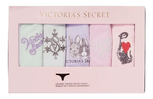 Victorias Secret Lencería Pink  Pack 5 Tangas Algodón Regalo
