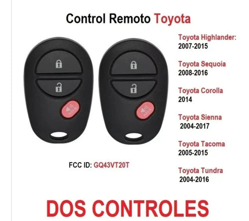 Control Remoto Toyota Tacoma Sienna 04-17 Dos Controles