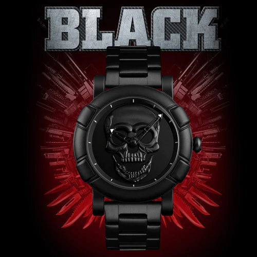 Reloj Analogo Diseño De Calavera Color Negro