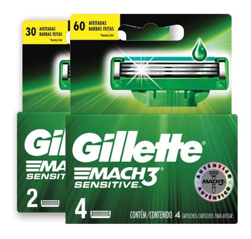 Cartuchos Para Afeitar Gillette Mach3 Sensitive, 6 Unidades