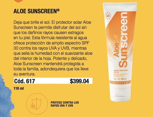 Aloe Sunscreen, 2 Pz,  Envío Gratis, Protector Solar Fps 30