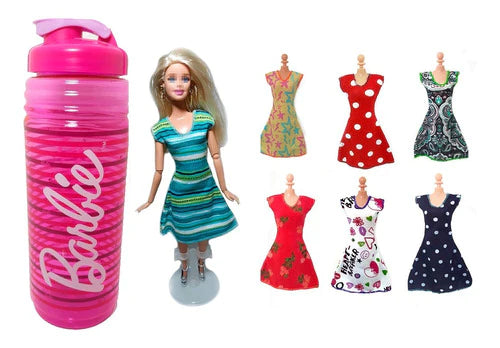 10 Ropitas Para Barbie + Vaso Y Complementos.