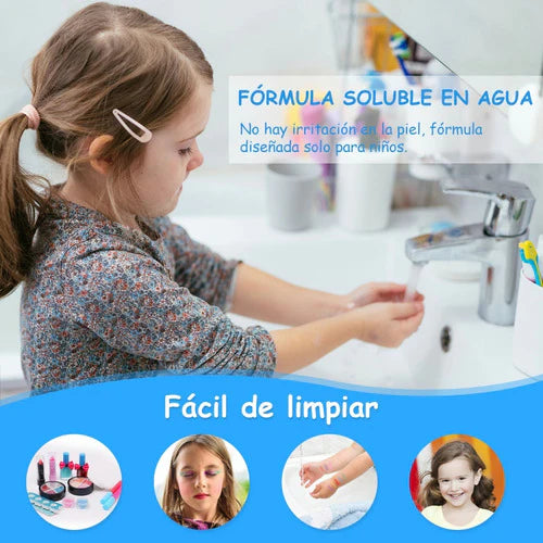 Kit De Maquillaje Para Niños Lavable Moda Conjunto 21 Pcs